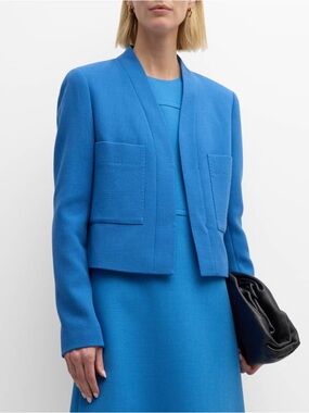 Lafayette 148 Collarless Patch Pocket Jacket In Sonic Blue— Women’s XXL